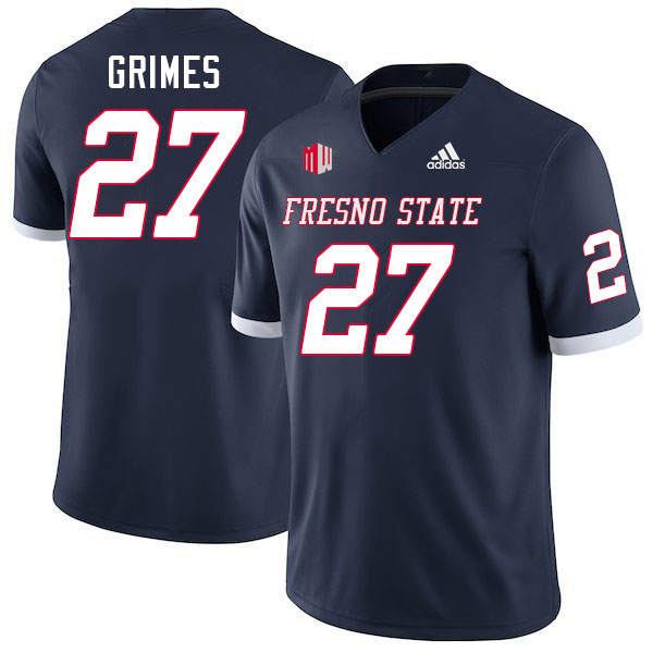 Men #27 Gerayas Grimes Fresno State Bulldogs College Football Jerseys Stitched-Navy